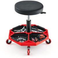 Costway Rolling Mechanic Stool Height Adjustable Workshop Creeper Seat 360 Swivel in Red