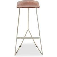 Orsina Brown Leather Bar stool with Silver Frame, Minimal Bar Stool with Footrest, Open Frame Kitchen Stool