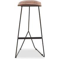 Orsina Brown Leather Bar stool with Silver Frame, Minimal Bar Stool with Footrest, Open Frame Kitchen Stool in Black