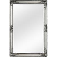 Orsina Rustic Vintage Silver Finish Wall Mirror, Ornate Mirror With Natural Wood Frame, Weathered Wall Fixture Mirror