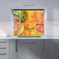 Warren Reed - Designer Citrus Swirl: Vibrant & Abstract Kitchen Splashback in White | Size: 700mm x 750mm
