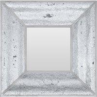 Orsina Silver Mosaic Wall Mirror with Bevelled Glass Frame, Square Decorative Mirror with Light Grey Trim, Mirror