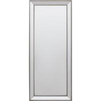 Orsina Champagne Rectangle Wall Mirror, Wooden Frame Mirror With Sleek Finish, Small Mirror For Dressing Area in Silver
