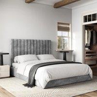 Flair Everley Fabric Ottoman Bed in Grey | Size: Double