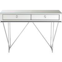 Orsina Glamorous Console Table With 2 Spacious Drawers, Storage Table With Mirrored Glass Top, Silver Lounge Table