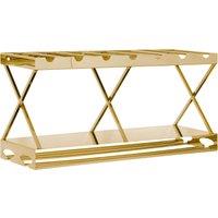 Orsina Elegant 2 Tier 7 Bottle Silver Wine Rack, Space Saving Wine Bottle Rack For Cupboard, Stylish Wine Rack in Gold
