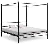 Berkfield Home Canopy Bed Frame Black Metal 180x200 cm Super King