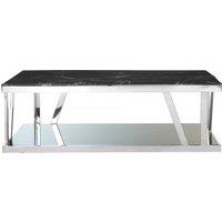 Orsina Durable Marble Top Coffee Table, Contemporary Decorative Coffee Table For Livingroom, Strong Coffee Table in Black