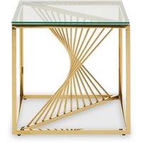 Orsina End Table with Gold Finish Frame, Modern Side Table with Glass Top, Staircase Design End Table for Home