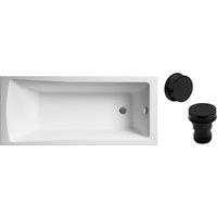 Balterley Square Single Ended 1700x700 with Black Waste in White