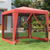 Berkfield Home Party Tent with 4 Mesh Sidewalls Red 2.5x2.5 m HDPE