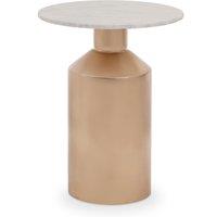 Orsina Marble Top Gold Base Side Table, Contemporary End Table in Bottleneck Design, Sturdy Iron Base