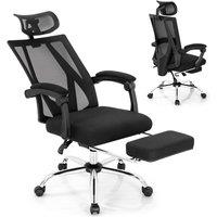 Costway Ergonomic Executive Office Chair High Back Reclining Chair Retractable Footrest in Black
