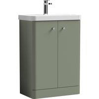 Balterley Floor Standing 2 Door Vanity Unit with Basin Satin Green 600mm