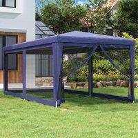 Berkfield Home Party Tent with 6 Mesh Sidewalls Blue 3x6 m HDPE