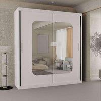Sliding Wardrobes 4U Merikan Sliding Double Mirror Door Wardrobe 150cm X 217cm in White | Size: 150 cm X 217 cm
