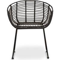 Orsina Versatile Black Natural Rattan Chair, Sturdy Rattan Arm Chair, Easily Maintained Rattan Dining Chair