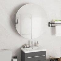 Berkfield Home Bathroom Cabinet with Round Mirror&LED Grey 54x54x17.5 cm