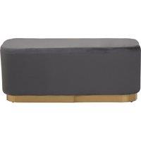 Orsina Grey Rectangle Stool with Gold Base, Velvet Upholstered Makeup Stool, Pouffe Footstool with Modern Link