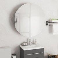 Berkfield Home Bathroom Cabinet with Round Mirror&LED Black 54x54x17.5 cm