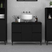 Berkfield Home Sink Cabinet Black 80x33x60 cm Engineered Wood | Size: 80 x 33 x 60 cm