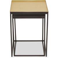 Orsina Nest Of 2 Tables For Outdoor Patio, Modern Bedside Tables, Square Tables With Silver Hues, Small Side Tables in Gold