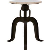 Orsina 3 Leg Bar Stool With Green Marble Top, Plush Black Finish Metallic Counter Seat, Sleek Adjustable Stool in White