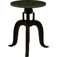 Orsina 3 Leg Bar Stool With Green Marble Top, Plush Black Finish Metallic Counter Seat, Sleek Adjustable Stool
