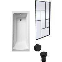 Balterley Square 1700x700 Bath - Leg Set, Abstract Screen & Waste in White