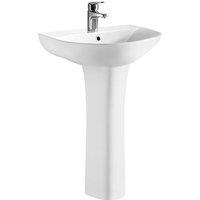 Balterley 1 Tap Hole Round Ceramic Basin Full Pedestal 560mm in White