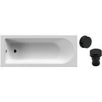 Balterley Round Single Ended 1700x700 Bath Set - Leg Set & Black Waste in White
