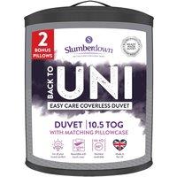 Slumberdown Back to Uni Embossed Waffle 10.5 Duvet, 2 Medium Pillows in Grey | Size: Single