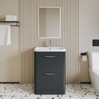 Balterley Dark Grey Floor Standing Bathroom Vanity Basin Unit - 600mm in White