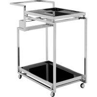 Orsina 3 Tier Elegant Trolley With Silver Finish Frame | Tempered Glass Shelves Garden Drinks Trolley For Parties