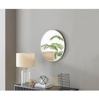 FurnitureboxUK Emma 60cm Small Art Deco Metal Frame Round Hallway Bedroom Dining & Living Room Wall Mirror in White
