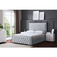 DS Living Allegra Upholstered Silver Bed with Headboard | Size: Super King