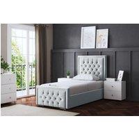 DS Living Allegra Upholstered Silver Bed with Headboard | Size: Single