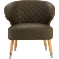 Mid Century Brown Faux Leather Wingback Armchair, Elegant Design Comfortable Armchair For Livingroom