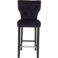 Orsina Black Fabric Bar Stool with Diamon Button Details, Bar Chair with Back, Footrest Bar Stool for Kitchen Bar