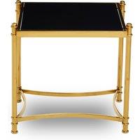 Orsina Modern Black & Gold Side Table, Stylish Gold Finished Stainless Steel Bedside Table, Elegant Black Topped Glass Table