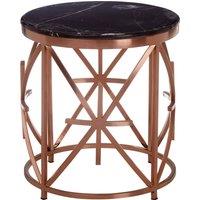 Orsina Elegant Black Marble & Rose Gold Side Table, Premium Modern Side Table For Livingroom, Marble Top Table