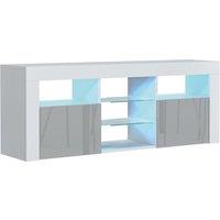 Mex Furniture LTD TV Unit with LED Lighting & Gloss Doors / 145cm in Light Grey