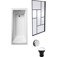 Balterley Square 1700x700 Bath with Abstract Screen & Waste in White