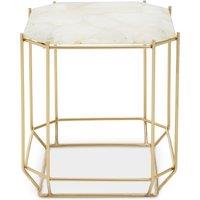 Orsina Marble Top White Side Table, Open Design Frame Bedside Table, Square End Table for Living Room, Lounge