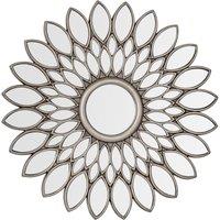 Orsina Bronze Wall Mirror With Petal Effect, Distinctive 100cm Artistic Display Mirror, Vintage Decorative Mirror in Silver