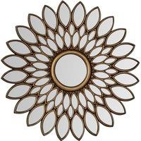 Orsina Bronze Wall Mirror With Petal Effect, Distinctive 100cm Artistic Display Mirror, Vintage Decorative Mirror