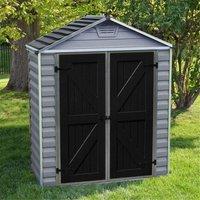 Cheshire 3 x 6 Double Door Apex Plastic Shed with Skylight Roofing in Light Grey