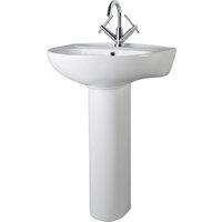 Balterley Adley Round 1 Tap Hole Basin & Full Pedestal 550mm White Bathroom Sink