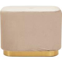 Orsina Dusty Pink Square Stool with Gold Base, Velvet Upholstered Makeup Stool, Pouffe Footstool with Modern Link in Light Brown