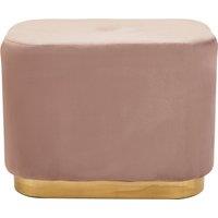 Orsina Dusty Pink Square Stool with Gold Base, Velvet Upholstered Makeup Stool, Pouffe Footstool with Modern Link